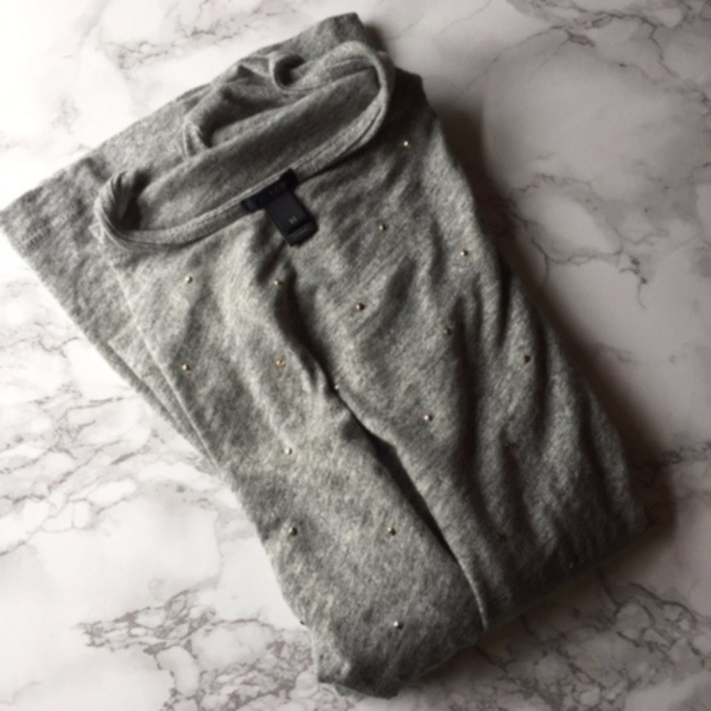 J Crew Gray Studded Three Quarter Sleeve T-Shirt